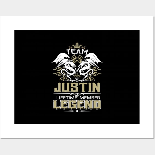 Justin Name T Shirt -  Team Justin Lifetime Member Legend Name Gift Item Tee Wall Art by yalytkinyq